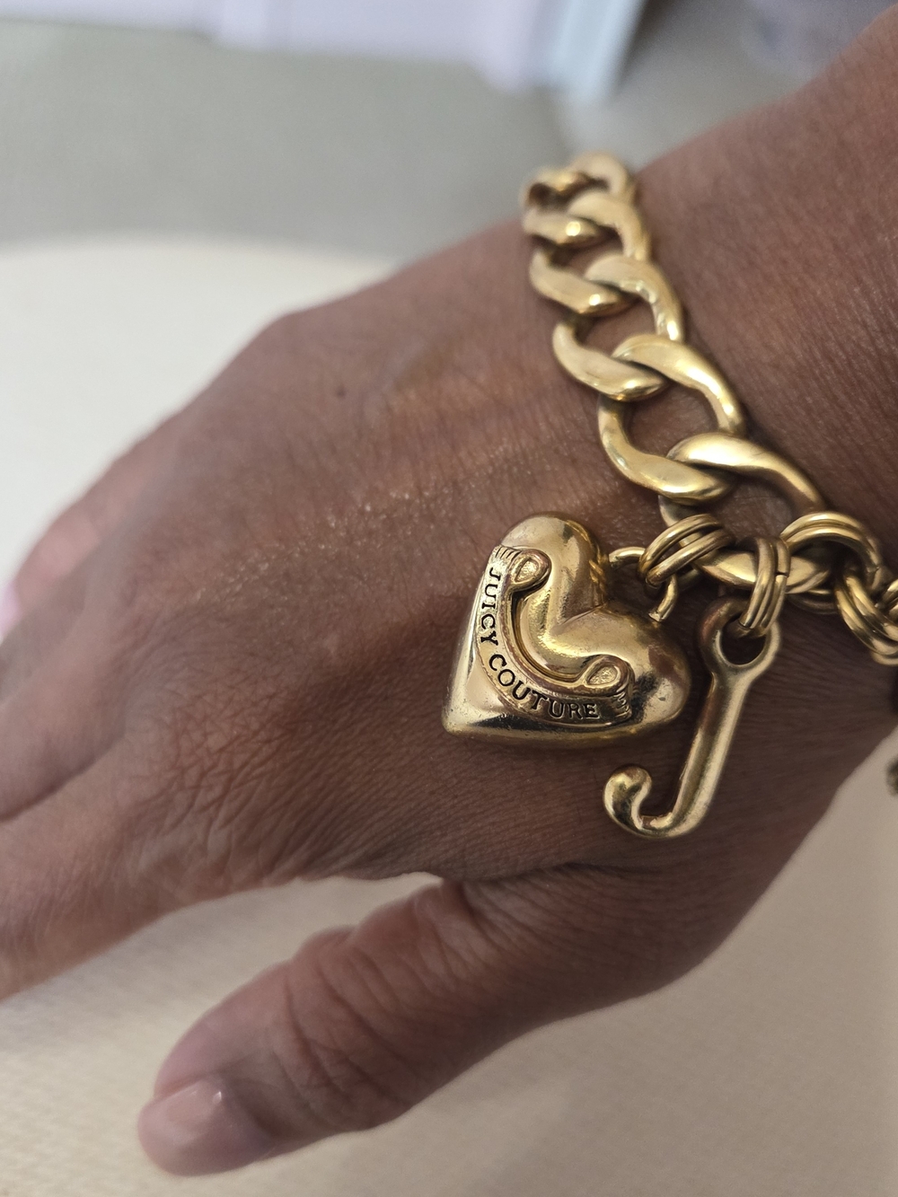 Vintage Juicy Couture Gold Charm Bracelet | Heel & Ring Box Charms | 7.5"